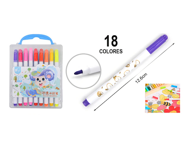 Maleta 18 colores de marcadores 