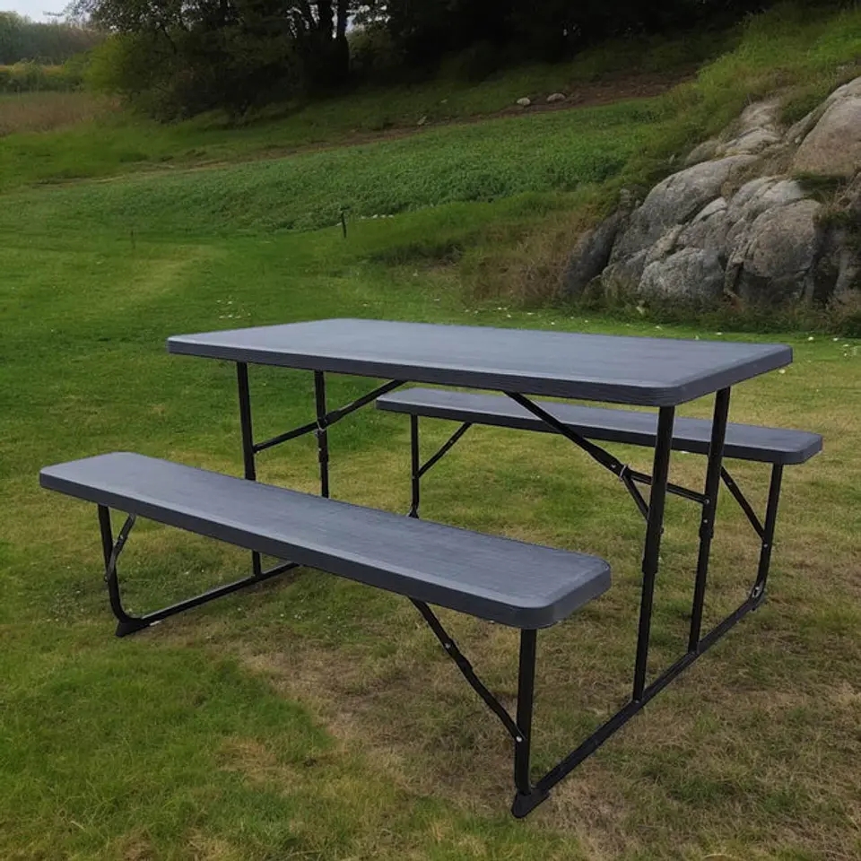 Set Mesa Y Bancos Plegables 137X70X72Cm Diseño Madera 4