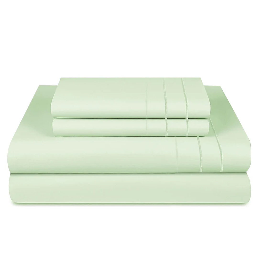 Sábana Menta 1800 King 2 Piezas + Mix Fundas 1