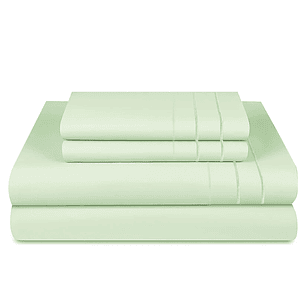 Sábana Menta 1800 King 2 Piezas + Mix Fundas