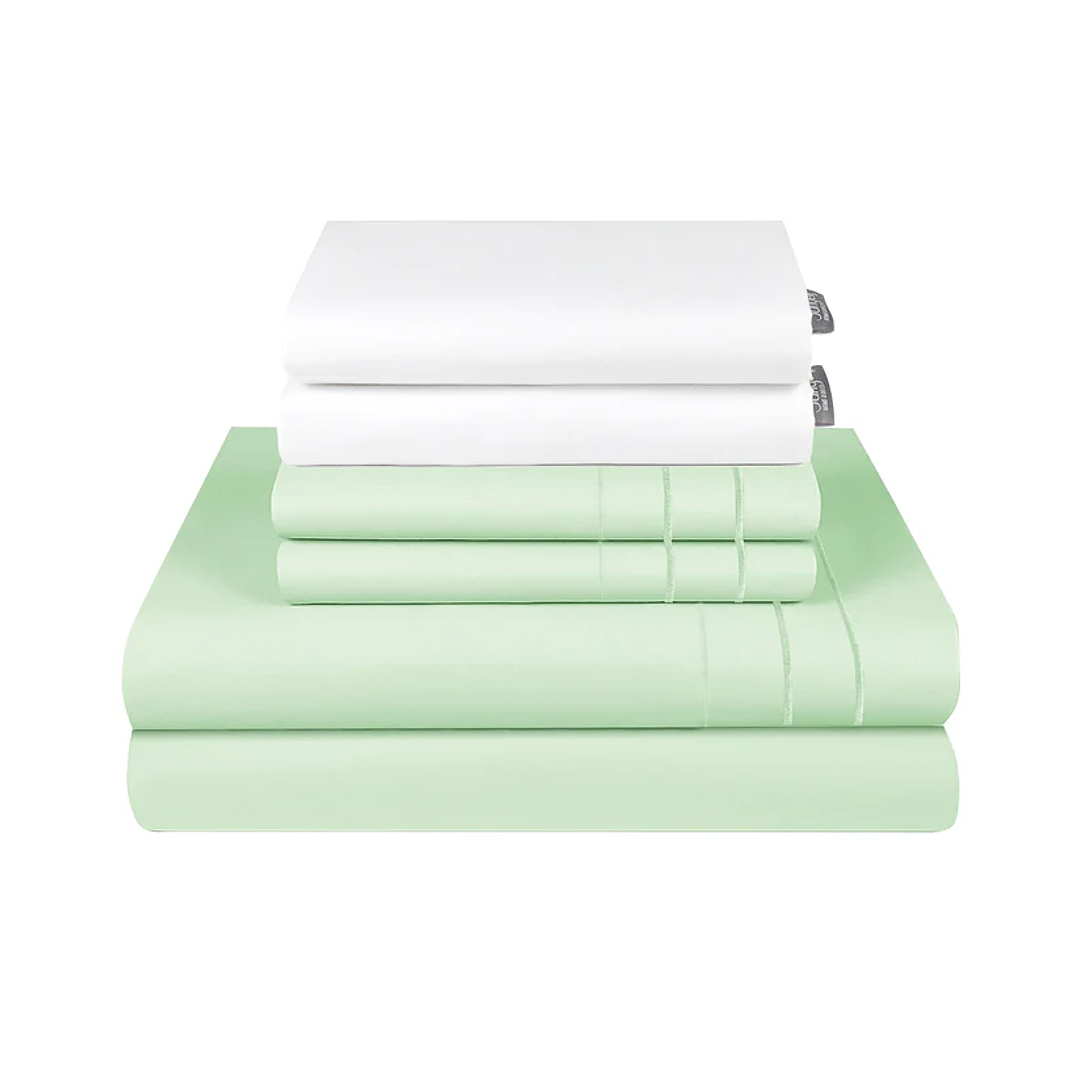 Sábana Menta 1800 King 2 Piezas + Mix Fundas 5