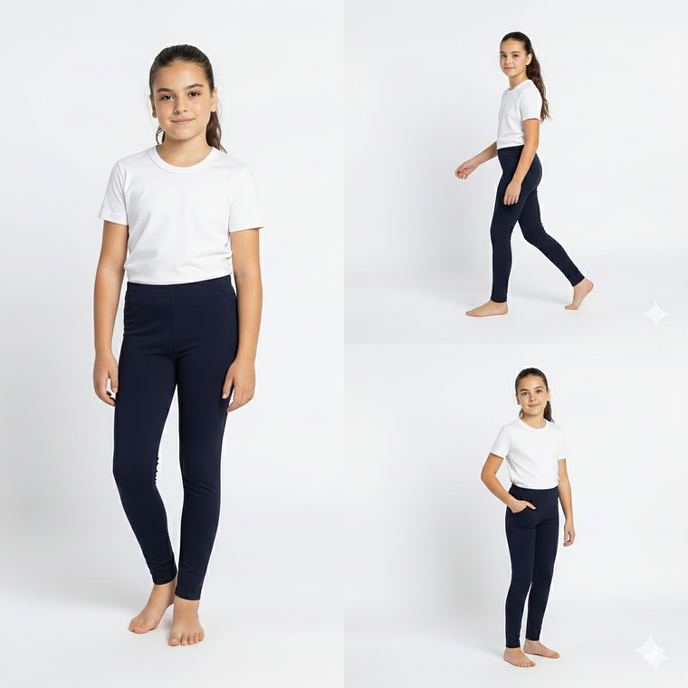 Pack Escolar de 2 Calzas Largas de Algodón para Niñas 3