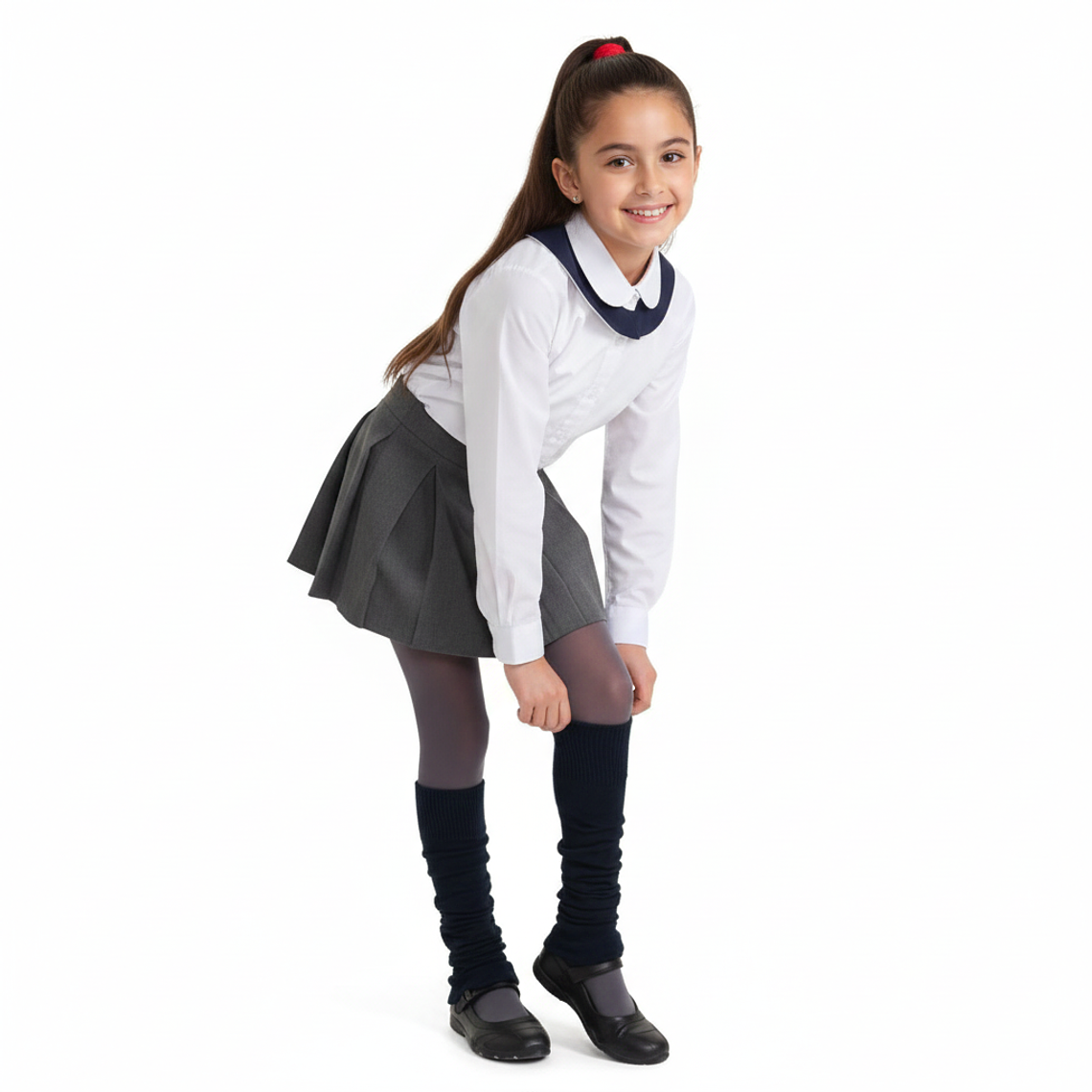 Pack 2 Polainas Escolares de Lana Gris para Niña 1