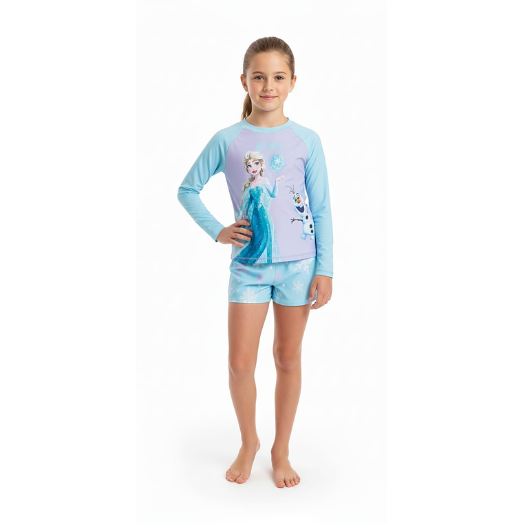 Traje de Baño Niña Frozen 2 Piezas Manga Larga – Protección UV 2