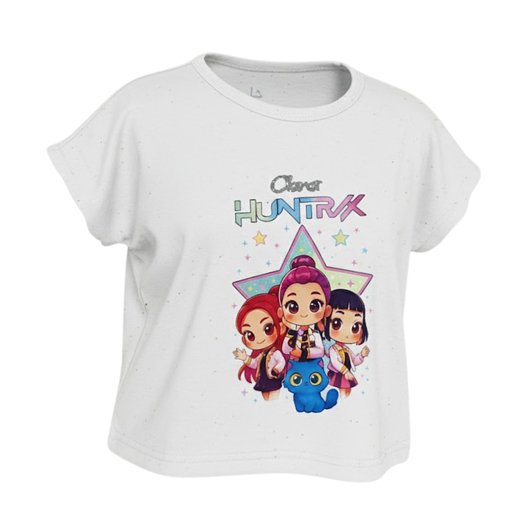 Polera Infantil Huntrix Star Manga Volante 2