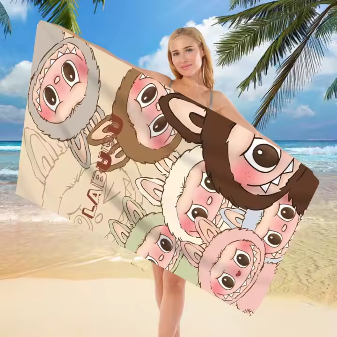 Toalla Playa Infantil 70x140 cm Labubu  6