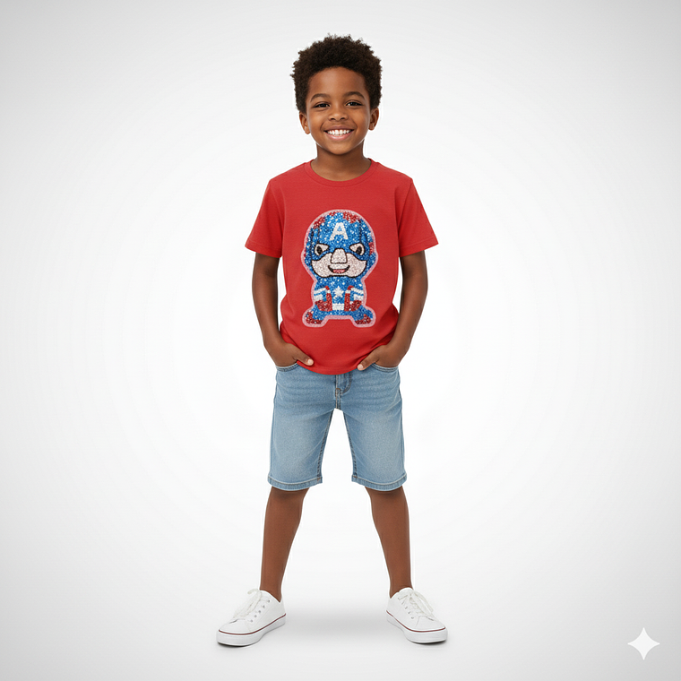 Polera Infantil “Hero Spark” con Lentejuelas y Luces LED 1