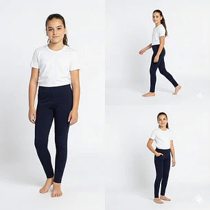 Pack Escolar 2 Calzas Largas de Algodón para Niñas