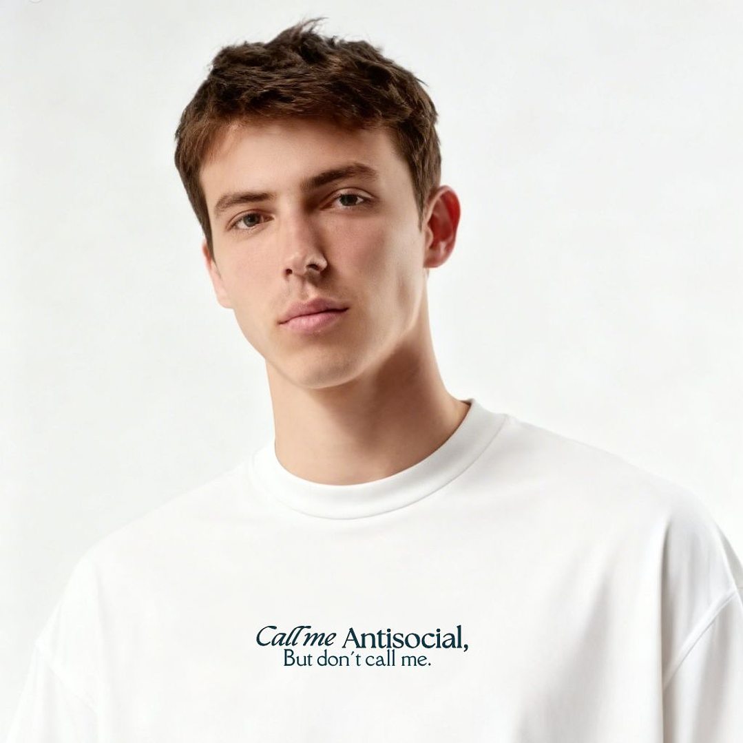 Camiseta Oversized Hombre Call Me Antisocial, But Don´t Call Me 3