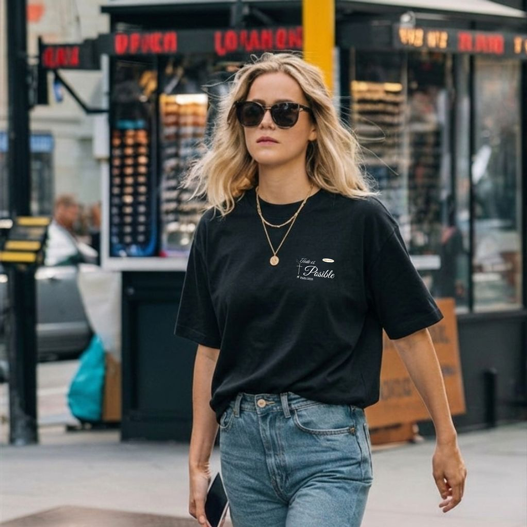 Camiseta Oversized Todo es Posible Para Dios 6