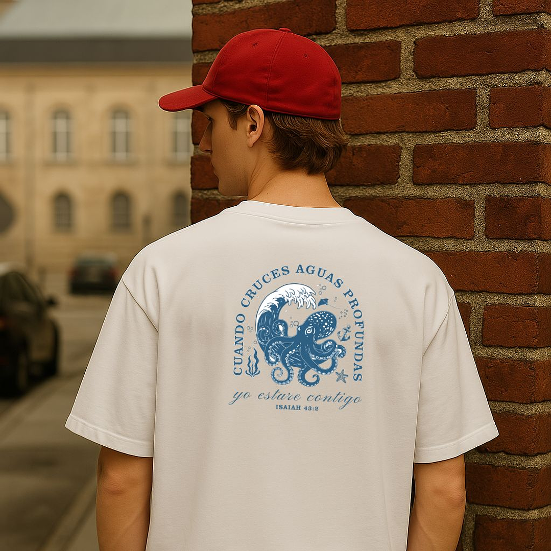 Camiseta Oversized Cuando Cruces Aguas Profundas 19