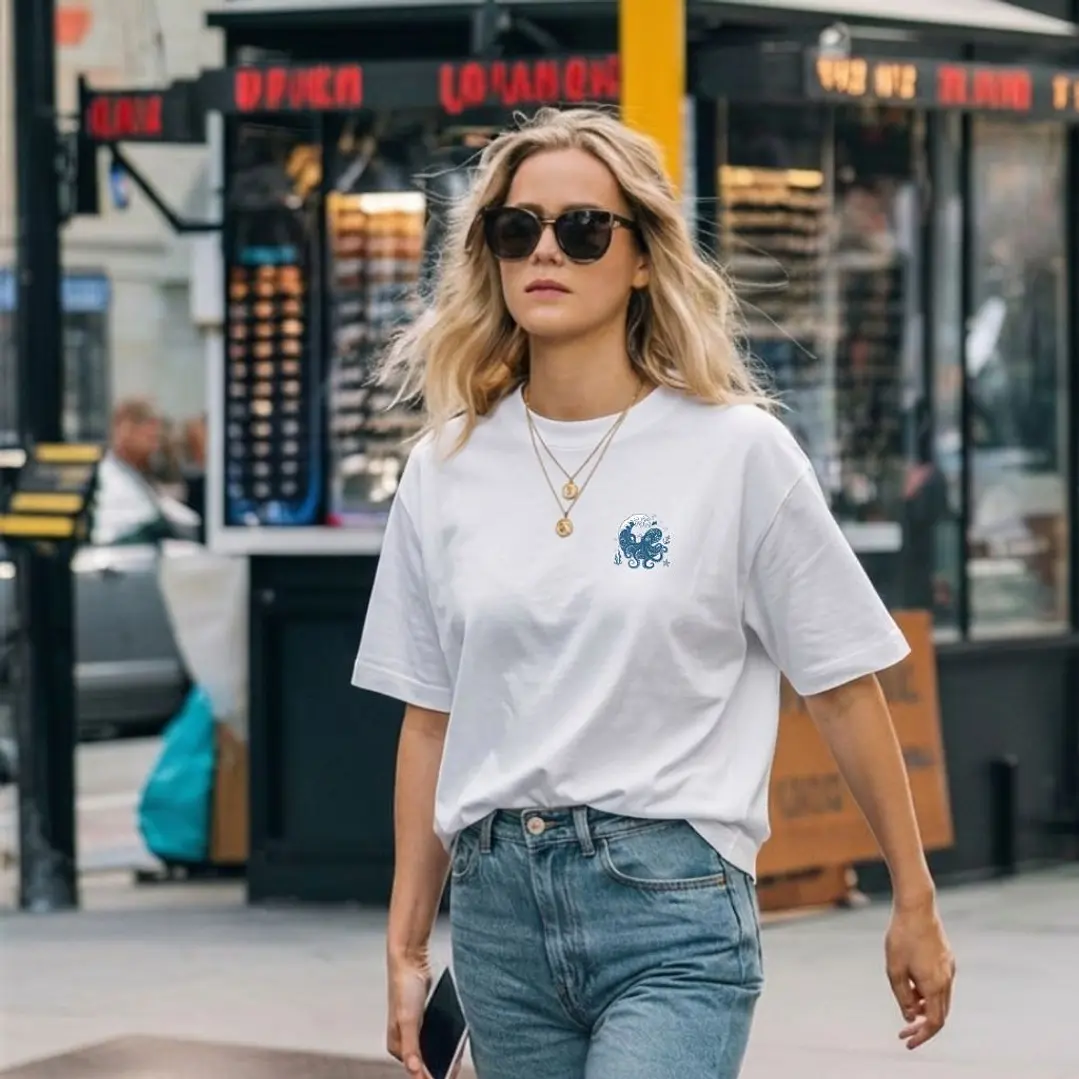 Camiseta Oversized Cuando Cruces Aguas Profundas  Isaiah 43:2 Pulpo 3