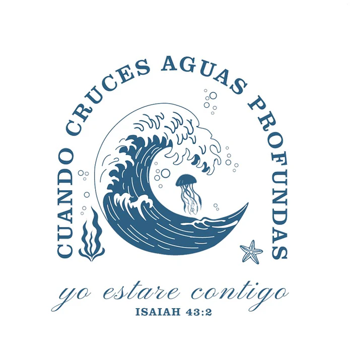 Camiseta Oversized Cuando Cruces Aguas Profundas Isaiah 43:2 Olas 4