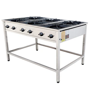 Anafe a Gas 6 Platos con Parrillas de Fierro Fundido 43×43 cm Cousiño