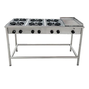 Anafe a Gas 6 Platos con Plancha Churrasquera Cousiño