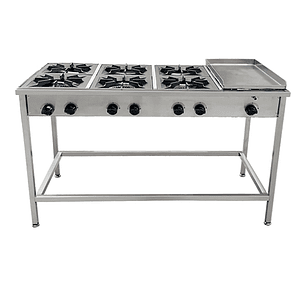 Anafe a Gas 6 Platos con Plancha Churrasquera Cousiño