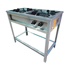 Anafe a Gas 2 platos con Parrillas de Fierro Fundido 43x43 Cousiño