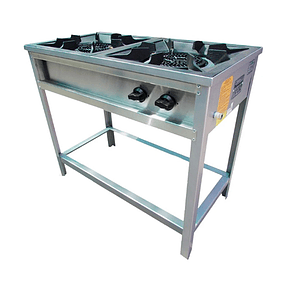 Anafe a Gas 2 platos con Parrillas de Fierro Fundido 43x43 Cousiño
