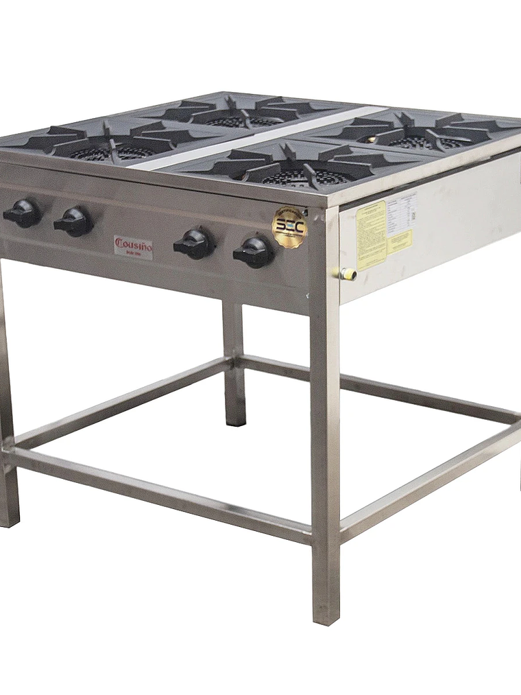 Anafe a Gas 4 Platos con Parrillas de Fierro Fundido 43×43 cm Cousiño 1
