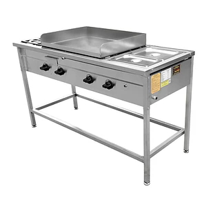 Lonchera Churrasquera a Gas 50×70 cm con 2 Depósitos Baño María Cousiño