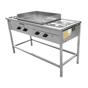 Lonchera Churrasquera a Gas 50×70 cm con 2 Depósitos Baño María Cousiño