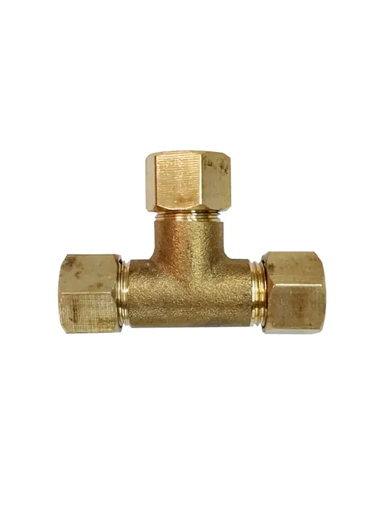 Tee de bronce con tuercas 5-16-2x1-4 1