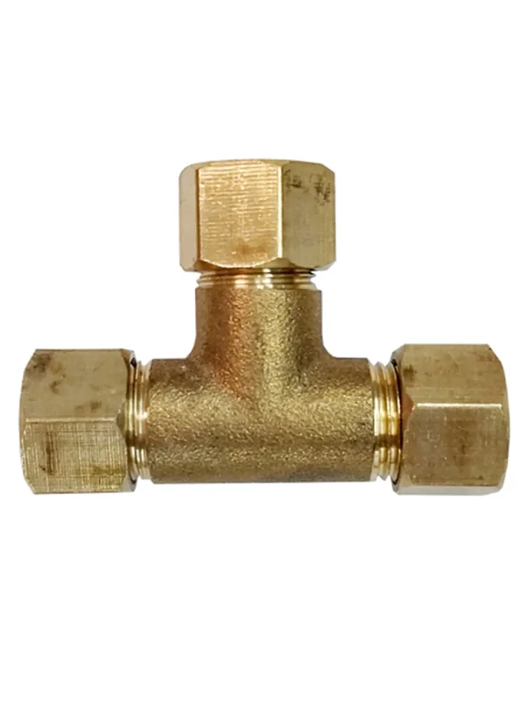 Tee de bronce con tuercas 5-16-2x1-4 1