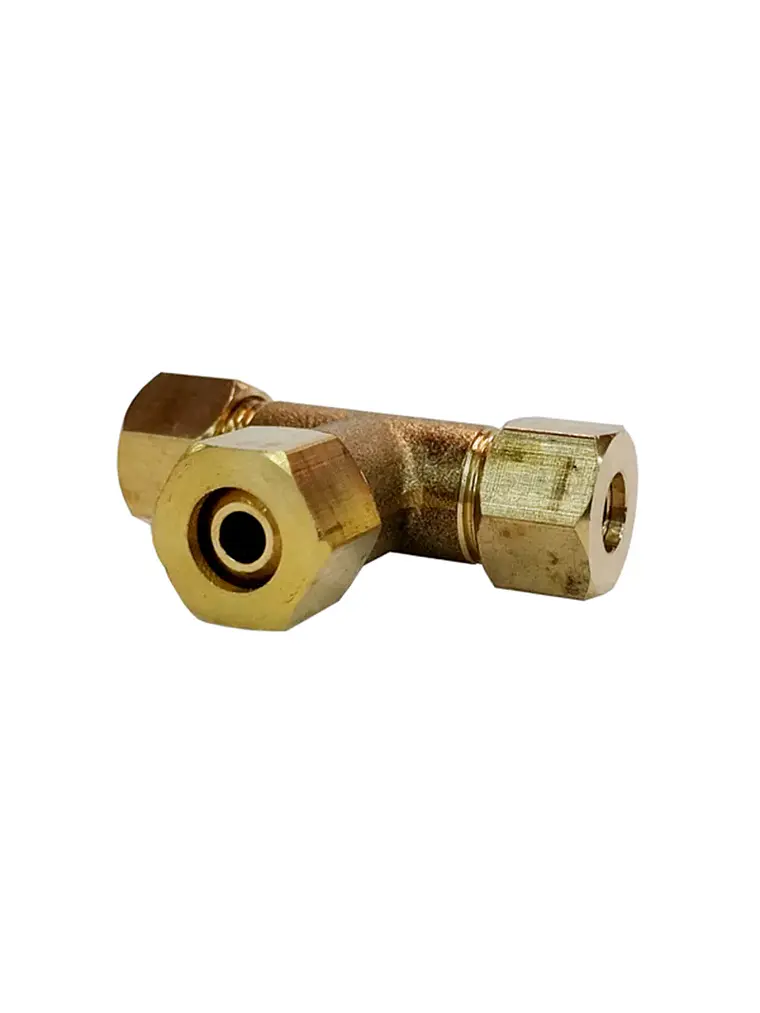 Tee de bronce con tuercas 5-16-2x1-4 2