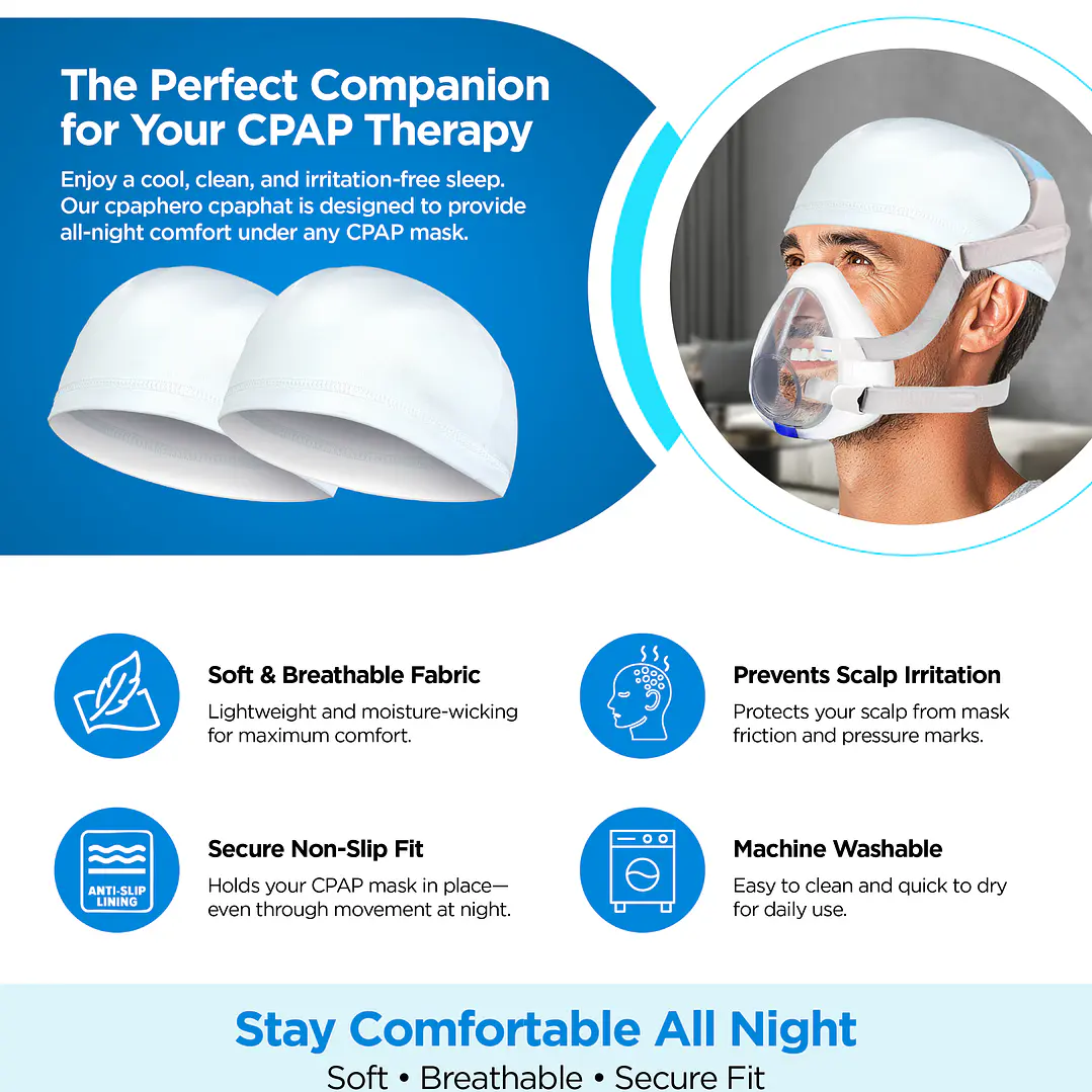 CPAPHERO cpaphat®  Protector de Cabeza y Cabello para CPAP | Pack 2 Unidades 3