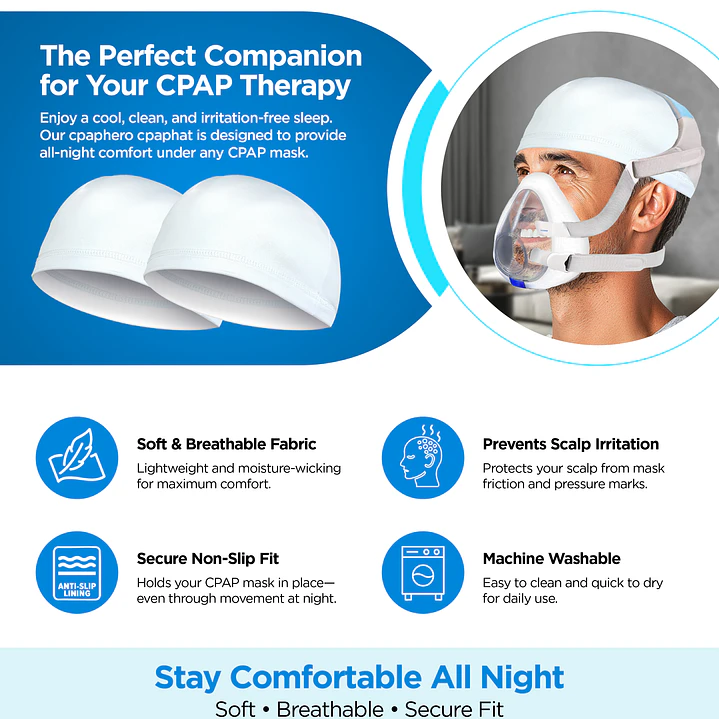 CPAPHERO cpaphat®  Protector de Cabeza y Cabello para CPAP | Pack 2 Unidades 3