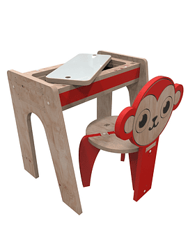 Escritorio rojo más 1 silla Mono