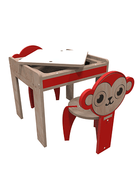 Mesa roja más 2 sillas Mono