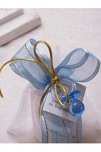 C15208 - Vela em saco de organza decorado a azul e dourado