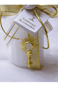C15306 - Vela cilíndrica em saco decorada a dourado com ostensório 