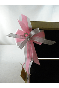 C6018 - Caixa madeira decorada em rosa para lembranças