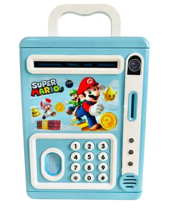 Alcancia y/o caja fuerte Mario Bros de clave y huella