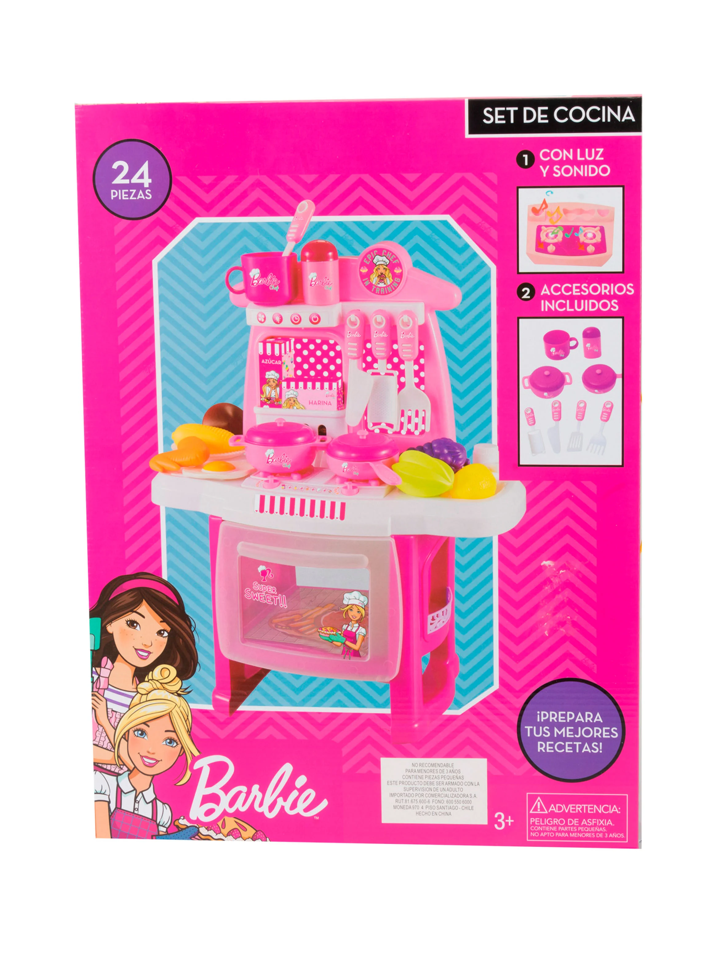 Roleplay Set De Cocina Con Luz Y Sonido Barbie
