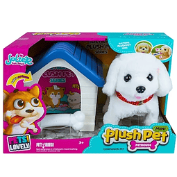 Perro a pila con sonido, camina con casita y hueso plush pet