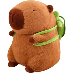 Peluche Capibara - Mochila Tortuga Verde 22 cm