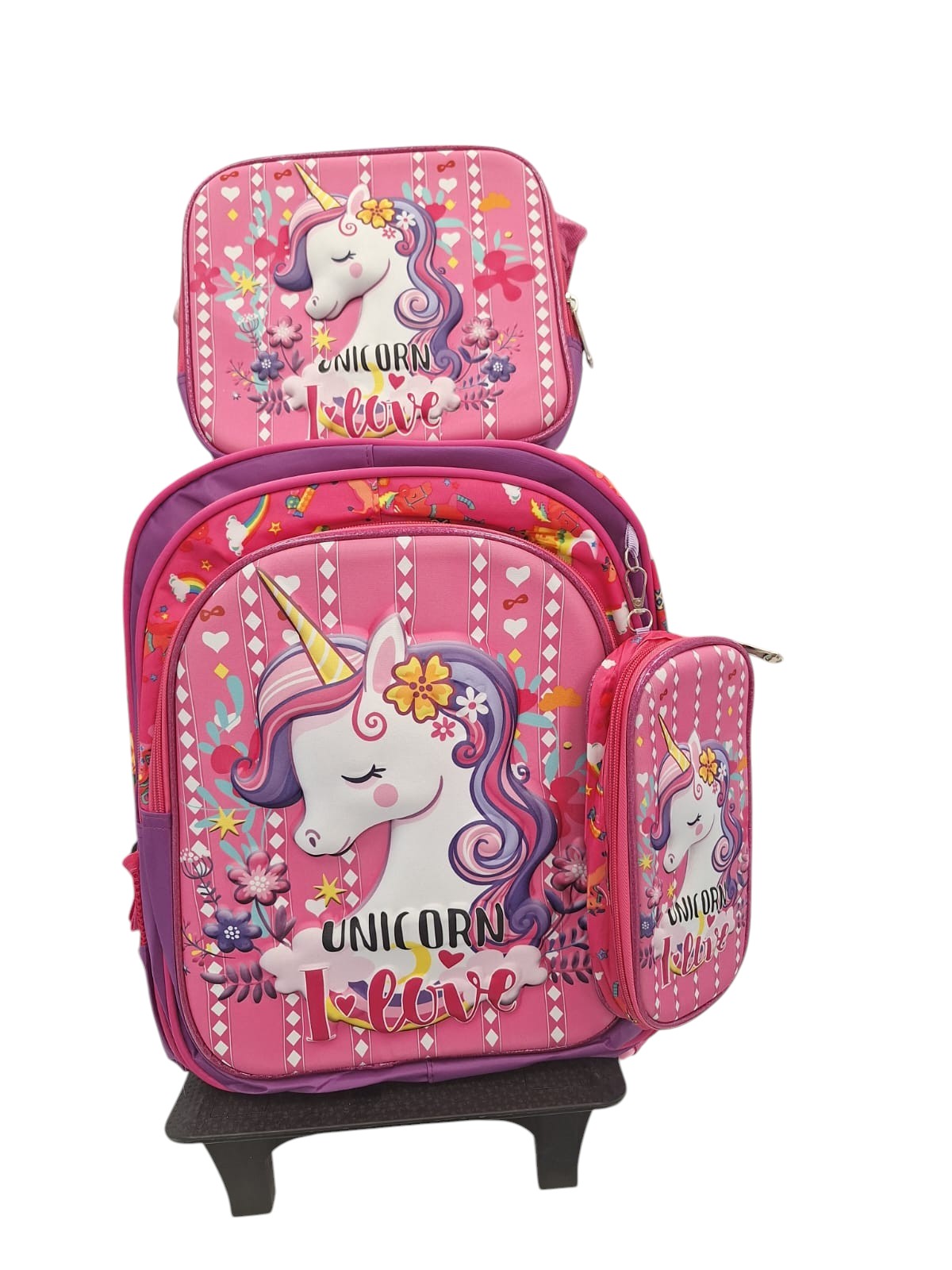 Set Mochila, estuche y lonchera 15lt - Unicornio