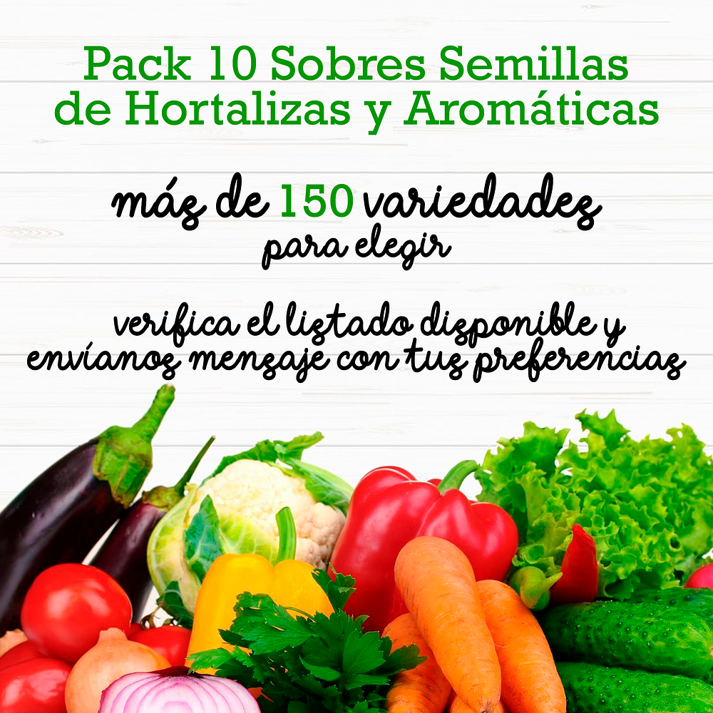 Pack 10 Sobres Semillas Hortalizas Y Aromáticas