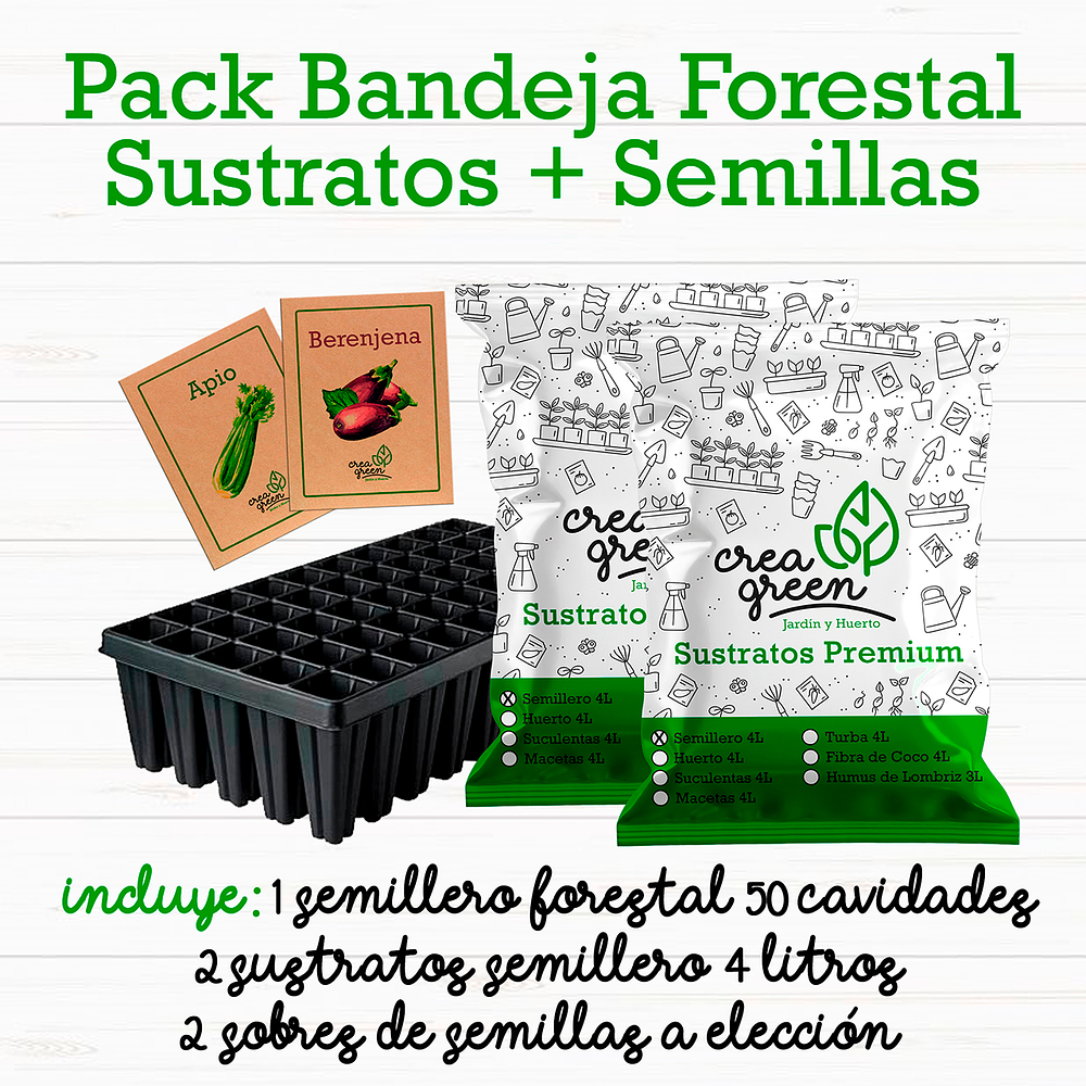 Pack Bandeja Forestal + Sustratos + Semillas