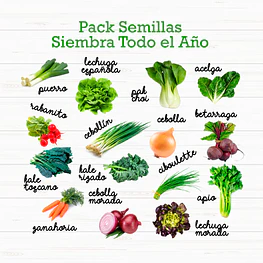 Pack 15 Sobres Semillas Siembra Todo El Año