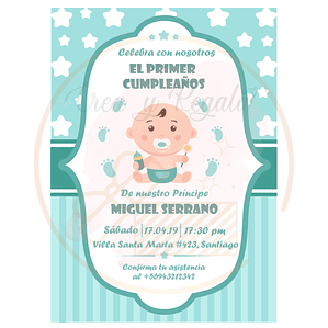 Invitación Bebé patitas