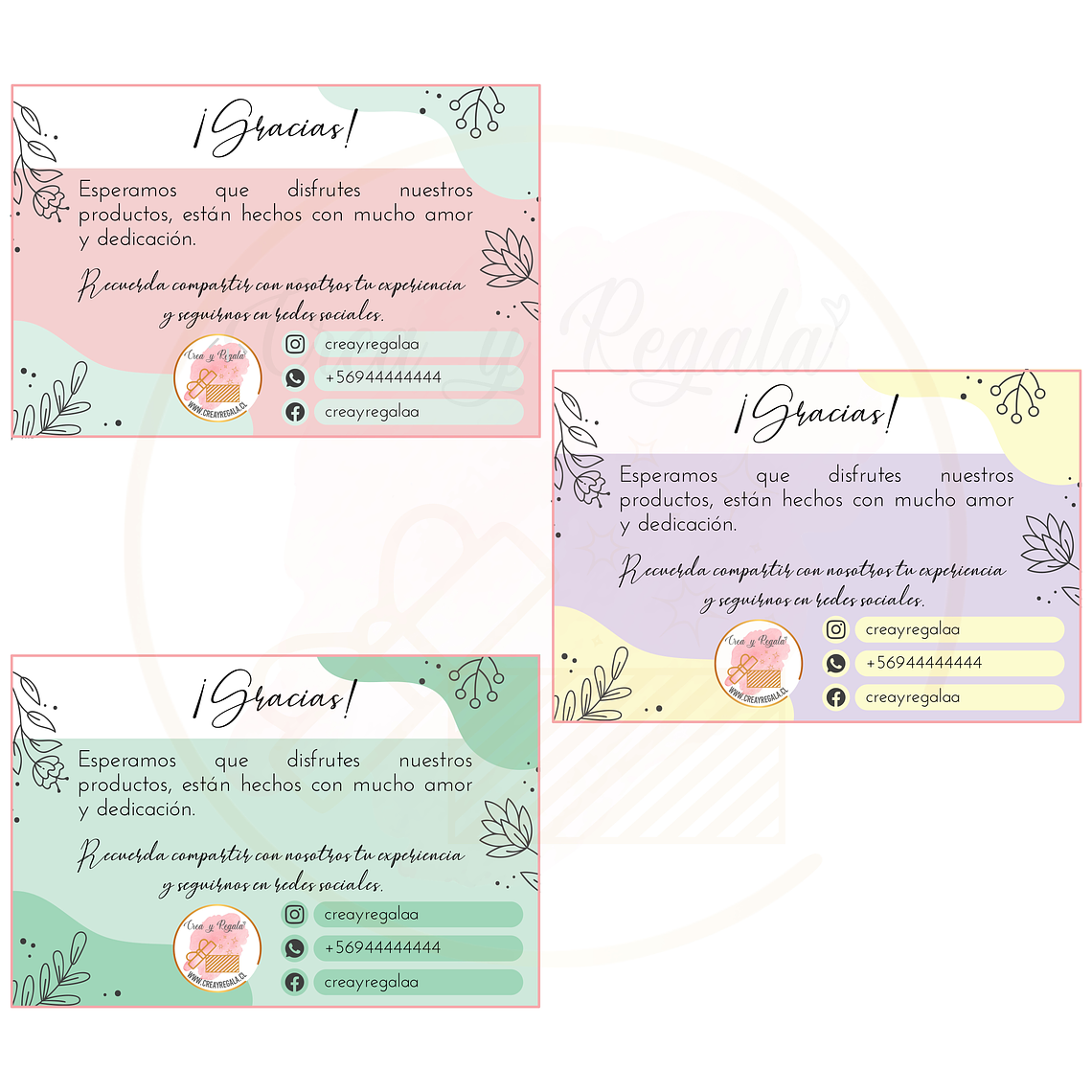 Tarjetas de agradecimientos o presentación grandes 1