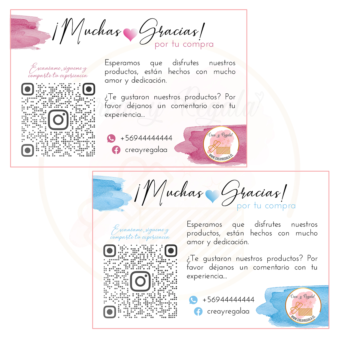 Tarjetas de agradecimientos o presentación grandes 2