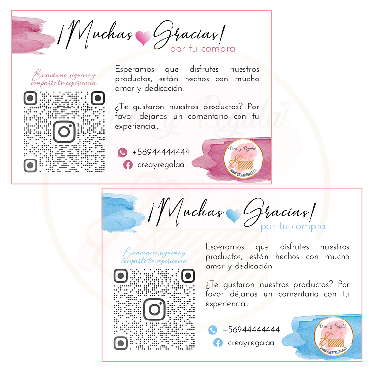 Tarjetas de agradecimientos o presentación grandes 2