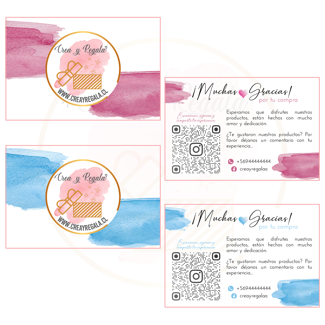 Tarjetas de agradecimientos o presentación grandes 3