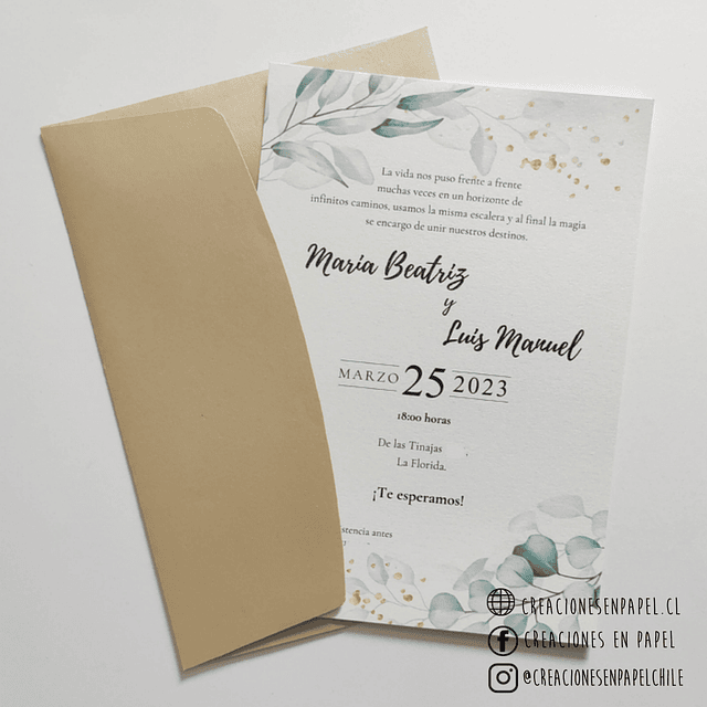 Invitación de Matrimonio M5 - Beige