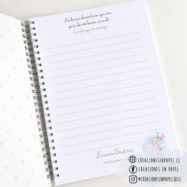 Libro para dedicatorias de Baby Shower
